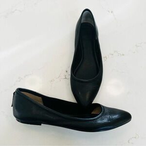 Frye Black Leather Pointed Toe Ballet Flats